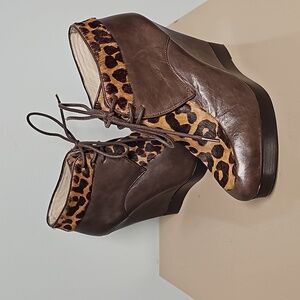 Michael Kors Faux Leopard Ankle Wedges/Boots Size 6½ RARE!